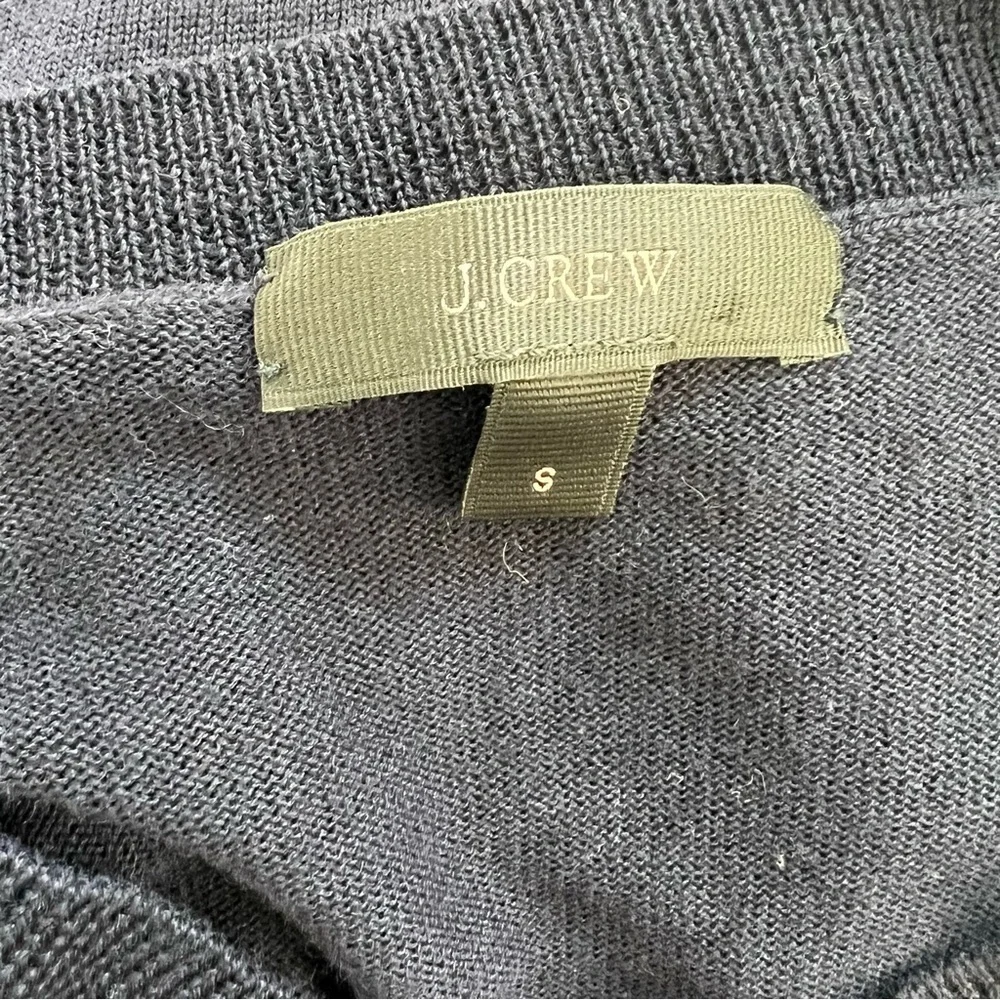 J.CREW Merino Wool Blend Sweater Size S Navy Blue Thin Knit Crewneck